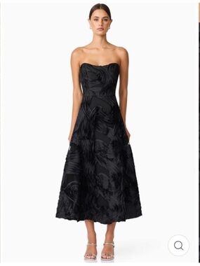 elliatt asher black 3d swirl chiffon fit & flare LDB midi dress size small NEW